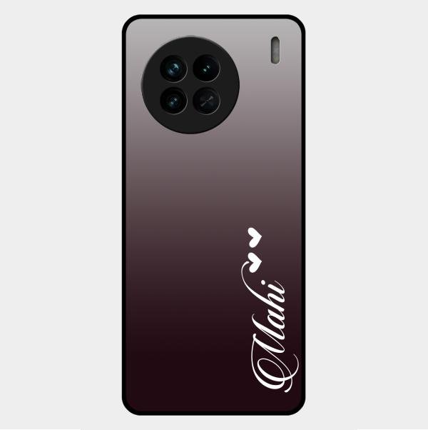 Customize Name Gradient Glass Case Cover Grey For Vivo X90 5G
