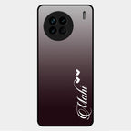 Customize Name Gradient Glass Case Cover Grey For Vivo X90 5G