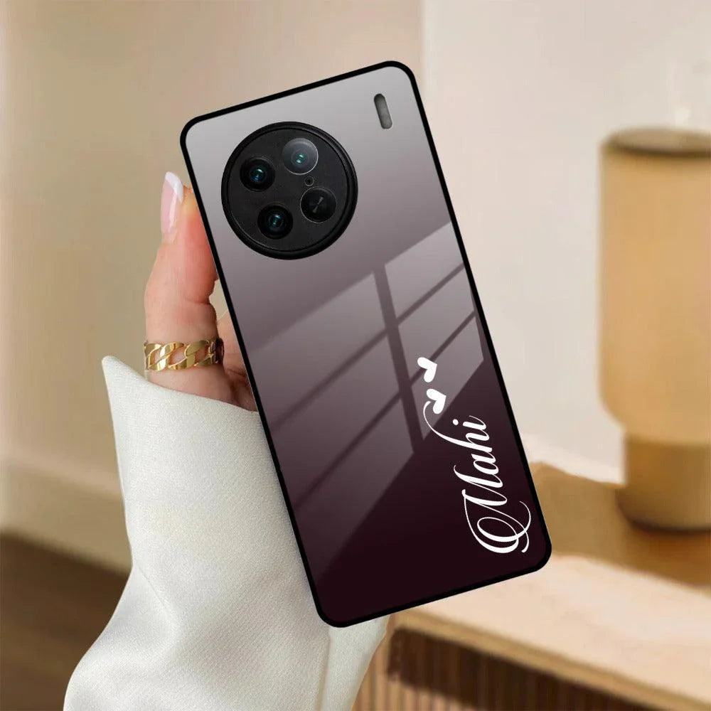 Customize Name Gradient Glass Case Cover Grey For Vivo - ShopOnCliQ