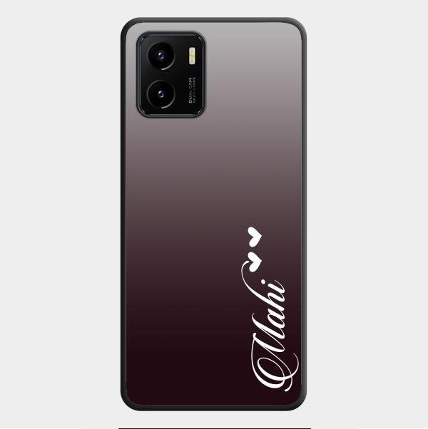 Customize Name Gradient Glass Case Cover Grey For Vivo Y01