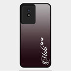 Customize Name Gradient Glass Case Cover Grey For Vivo Y02T