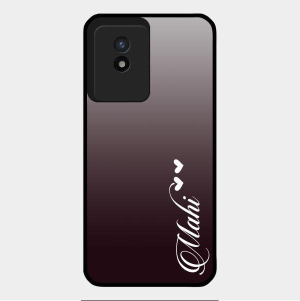 Customize Name Gradient Glass Case Cover Grey For Vivo Y02T