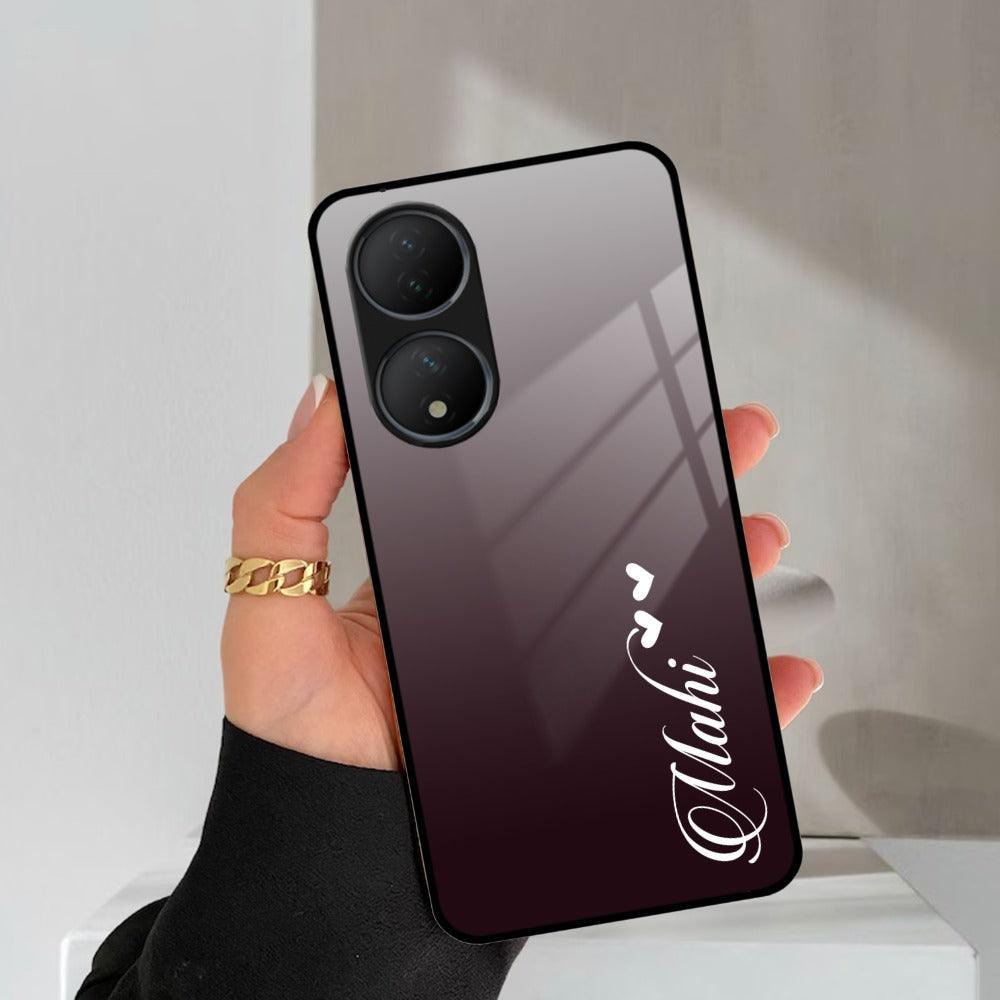 Customize Name Gradient Glass Case Cover Grey For Vivo