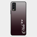 Customize Name Gradient Glass Case Cover Grey For Vivo Y12G