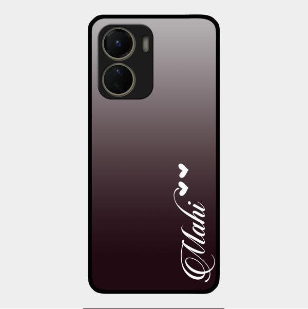Customize Name Gradient Glass Case Cover Grey For Vivo Y16