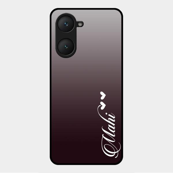 Customize Name Gradient Glass Case Cover Grey For Vivo Y18E