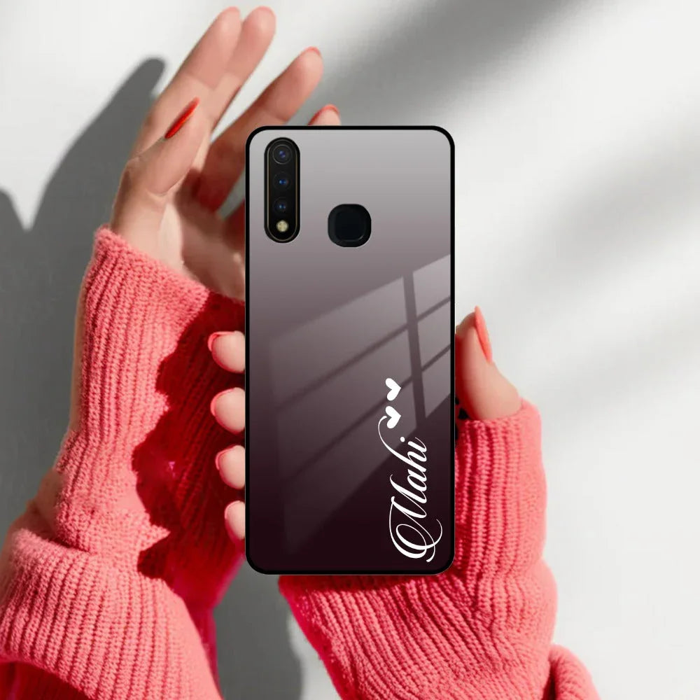 Customize Name Gradient Glass Case Cover Grey For Vivo - ShopOnCliQ