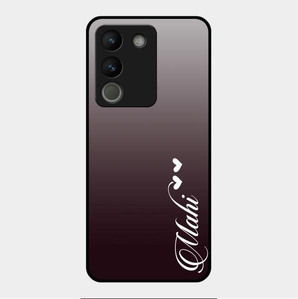 Customize Name Gradient Glass Case Cover Grey For Vivo Y200 5G