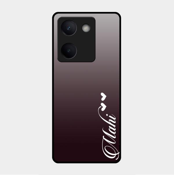 Customize Name Gradient Glass Case Cover Grey For Vivo Y200 Pro 5G