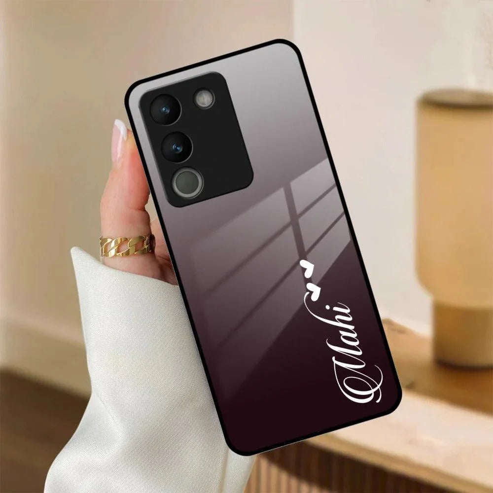 Customize Name Gradient Glass Case Cover Grey For Vivo - ShopOnCliQ