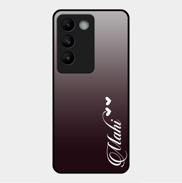 Customize Name Gradient Glass Case Cover Grey For Vivo Y200E 5G