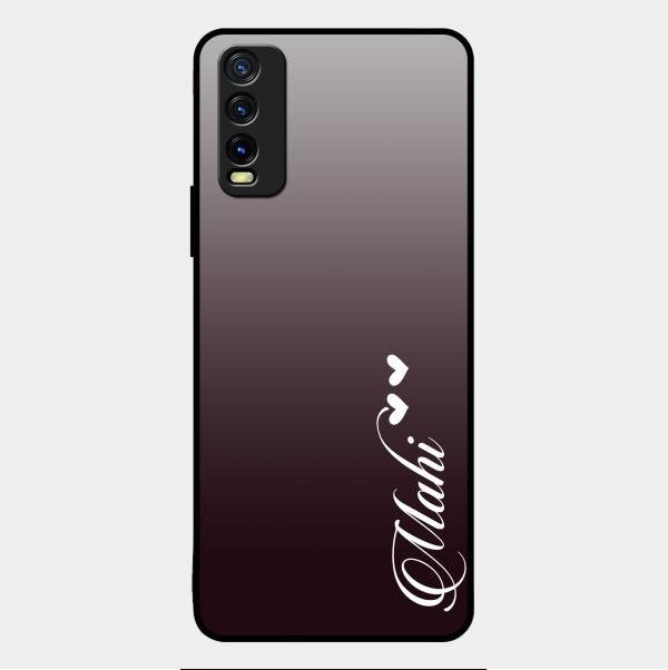 Customize Name Gradient Glass Case Cover Grey For Vivo Y20T