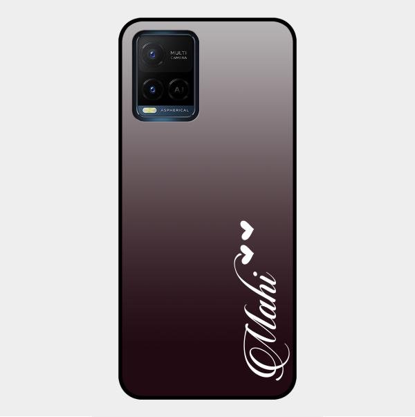 Customize Name Gradient Glass Case Cover Grey For Vivo Y21G