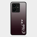 Customize Name Gradient Glass Case Cover Grey For Vivo Y22