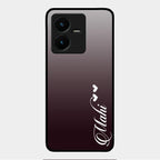 Customize Name Gradient Glass Case Cover Grey For Vivo Y22