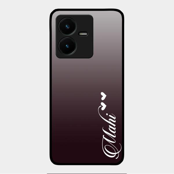 Customize Name Gradient Glass Case Cover Grey For Vivo Y22
