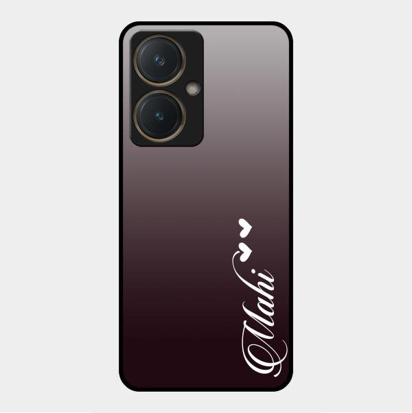 Customize Name Gradient Glass Case Cover Grey For Vivo Y27