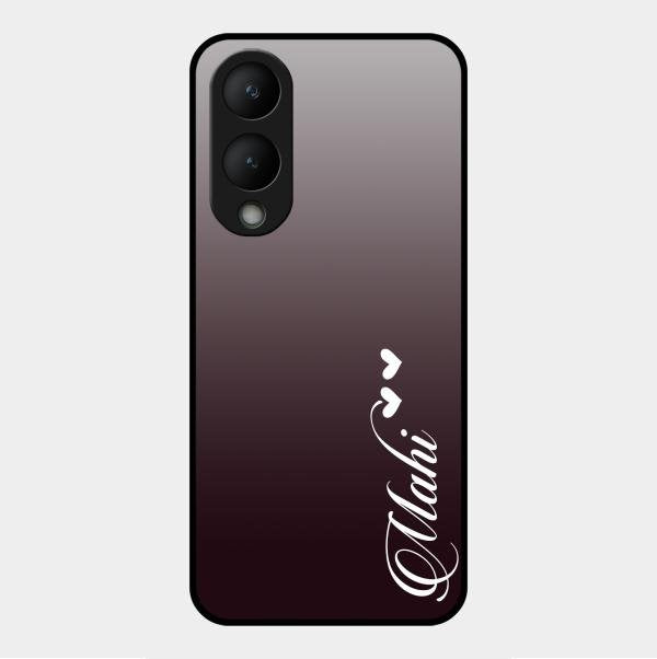 Customize Name Gradient Glass Case Cover Grey For Vivo Y28 5G
