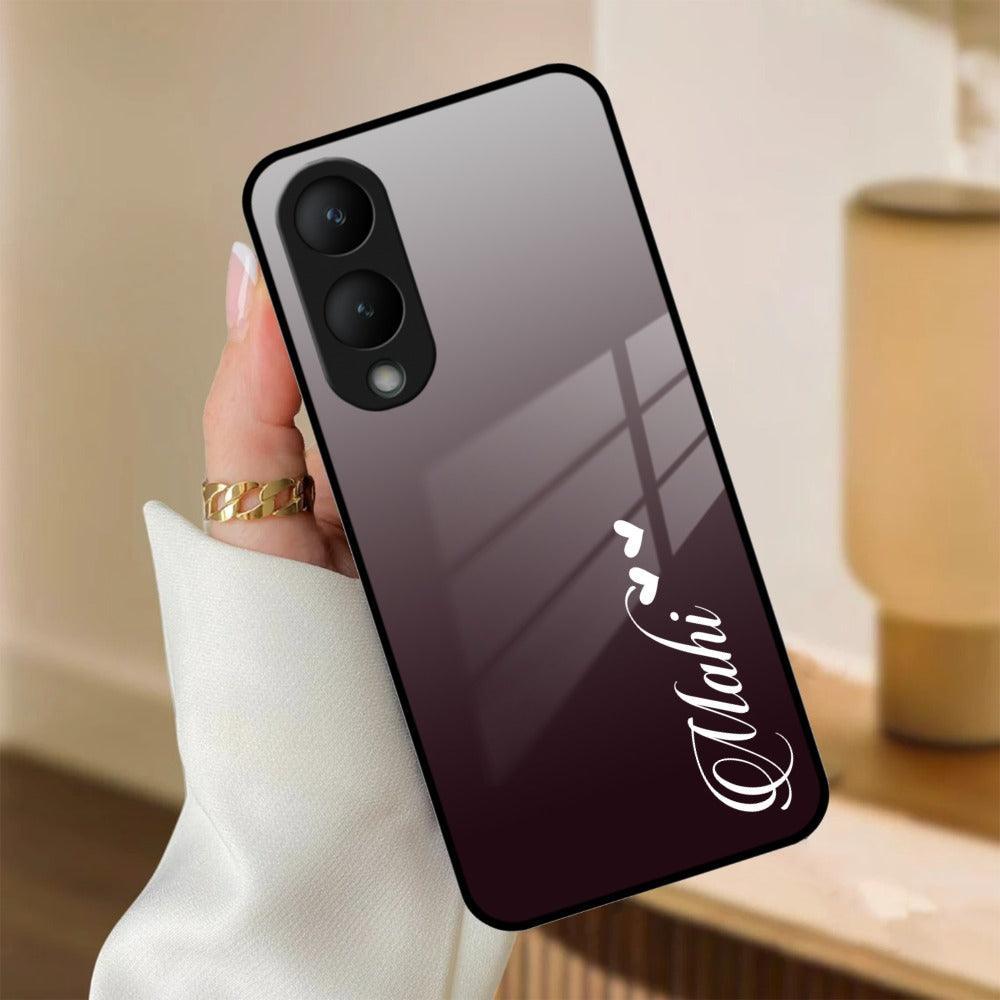 Customize Name Gradient Glass Case Cover Grey For Vivo