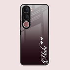 Customize Name Gradient Glass Case Cover Grey For Vivo Y31 5G