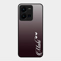 Customize Name Gradient Glass Case Cover Grey For Vivo Y35