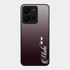Customize Name Gradient Glass Case Cover Grey For Vivo Y35