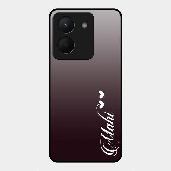 Customize Name Gradient Glass Case Cover Grey For Vivo Y36
