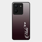 Customize Name Gradient Glass Case Cover Grey For Vivo Y36