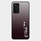 Customize Name Gradient Glass Case Cover Grey For Vivo Y75 4G