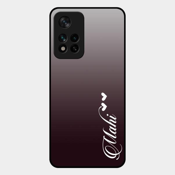 Customize Name Gradient Glass Case Cover Grey For Xiaomi 11I 5G