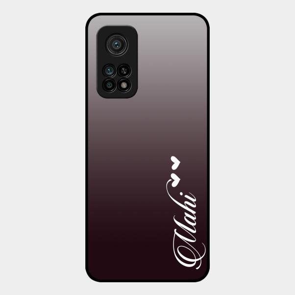 Customize Name Gradient Glass Case Cover Grey For Xiaomi Mi 10T Pro 5G