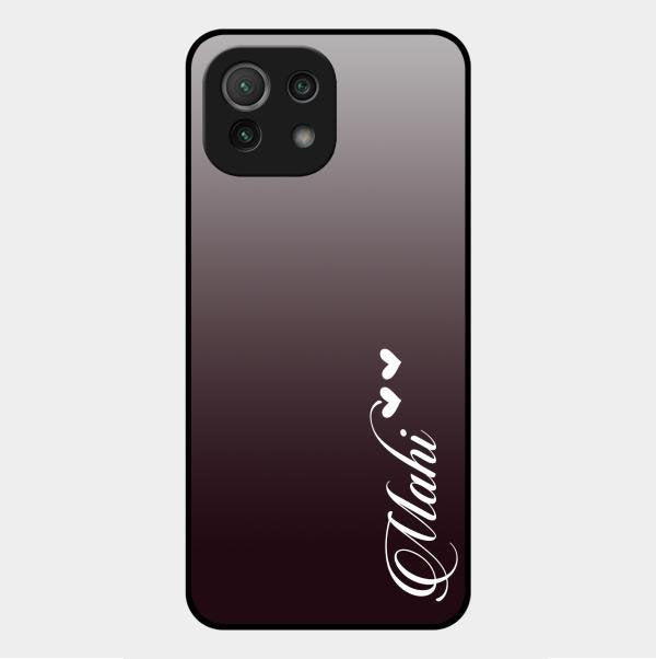 Customize Name Gradient Glass Case Cover Grey For Xiaomi Mi 11 Lite