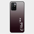 Customize Name Gradient Glass Case Cover Grey For Xiaomi Redmi 10 Prime 2022
