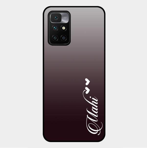 Customize Name Gradient Glass Case Cover Grey For Xiaomi Redmi 10 Prime 2022