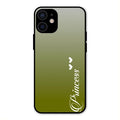 Customize Name Gradient Glass Case Cover Mint Green For iPhone 12 mini