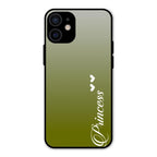 Customize Name Gradient Glass Case Cover Mint Green For iPhone 12 mini
