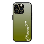 Customize Name Gradient Glass Case Cover Mint Green For iPhone 14 Pro