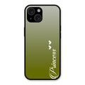 Customize Name Gradient Glass Case Cover Mint Green For iPhone 15