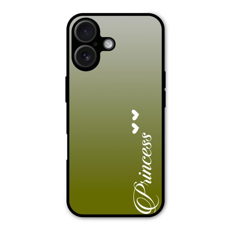 Customize Name Gradient Glass Case Cover Mint Green For iPhone 16 Plus