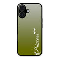 Customize Name Gradient Glass Case Cover Mint Green For iPhone 16