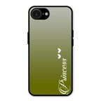 Customize Name Gradient Glass Case Cover Mint Green For iPhone 16e