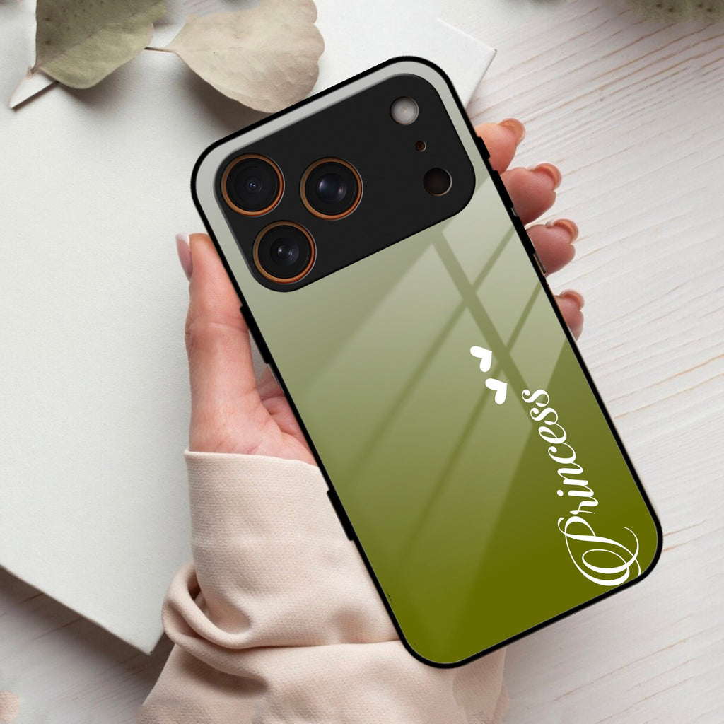 Customize Name Gradient Glass Case Cover Mint Green For iPhone 17 Pro