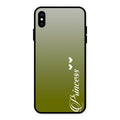 Customize Name Gradient Glass Case Cover Mint Green For iPhone XS Max