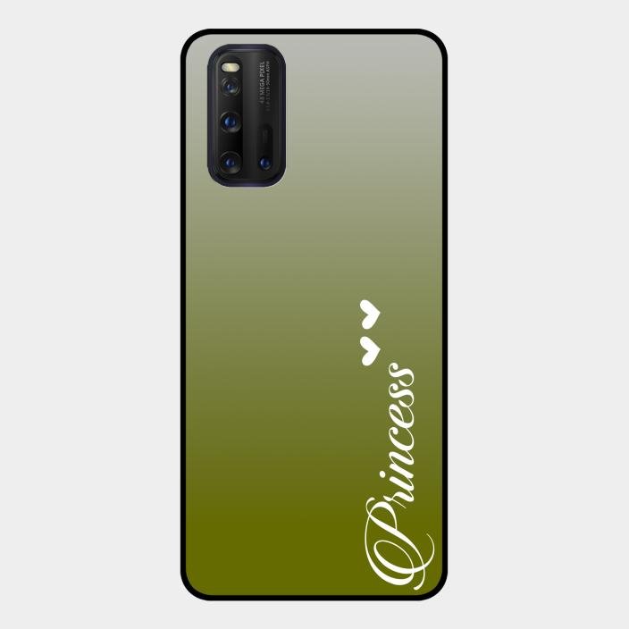 Customize Name Gradient Glass Case Cover Mint Green For Iqoo 3 5G