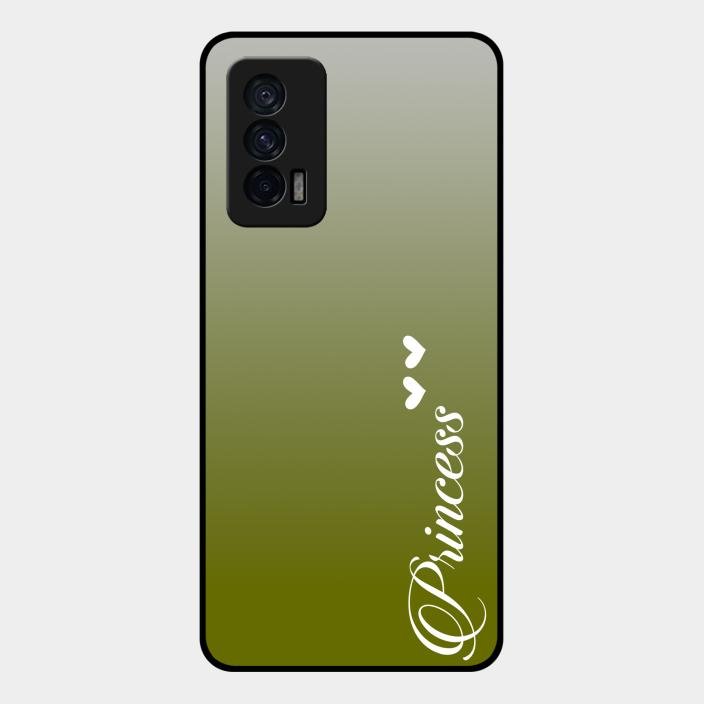 Customize Name Gradient Glass Case Cover Mint Green For Iqoo 7 5G