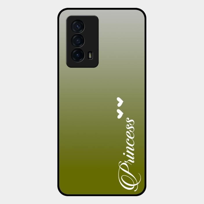 Customize Name Gradient Glass Case Cover Mint Green For Iqoo Z5 5G