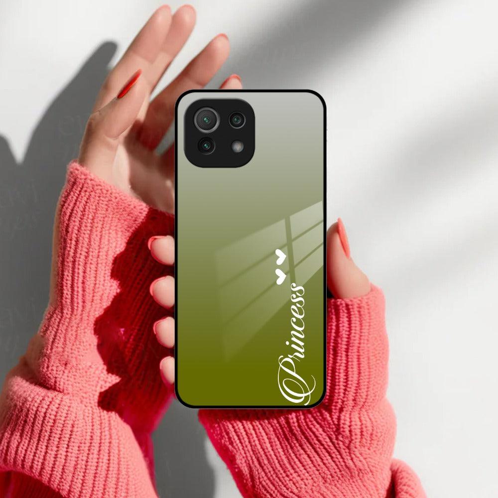 Customize Name Gradient Glass Case Cover Mint Green For Redmi/Xiaomi