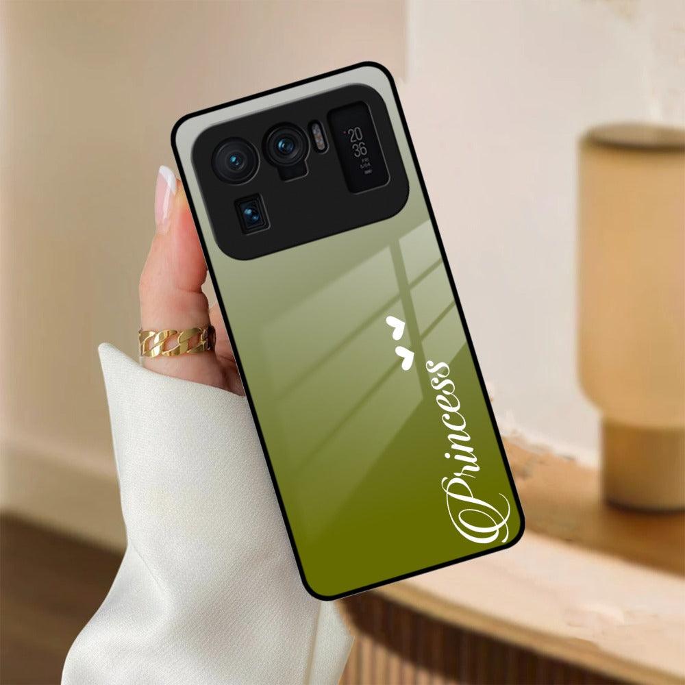 Customize Name Gradient Glass Case Cover Mint Green For Redmi/Xiaomi