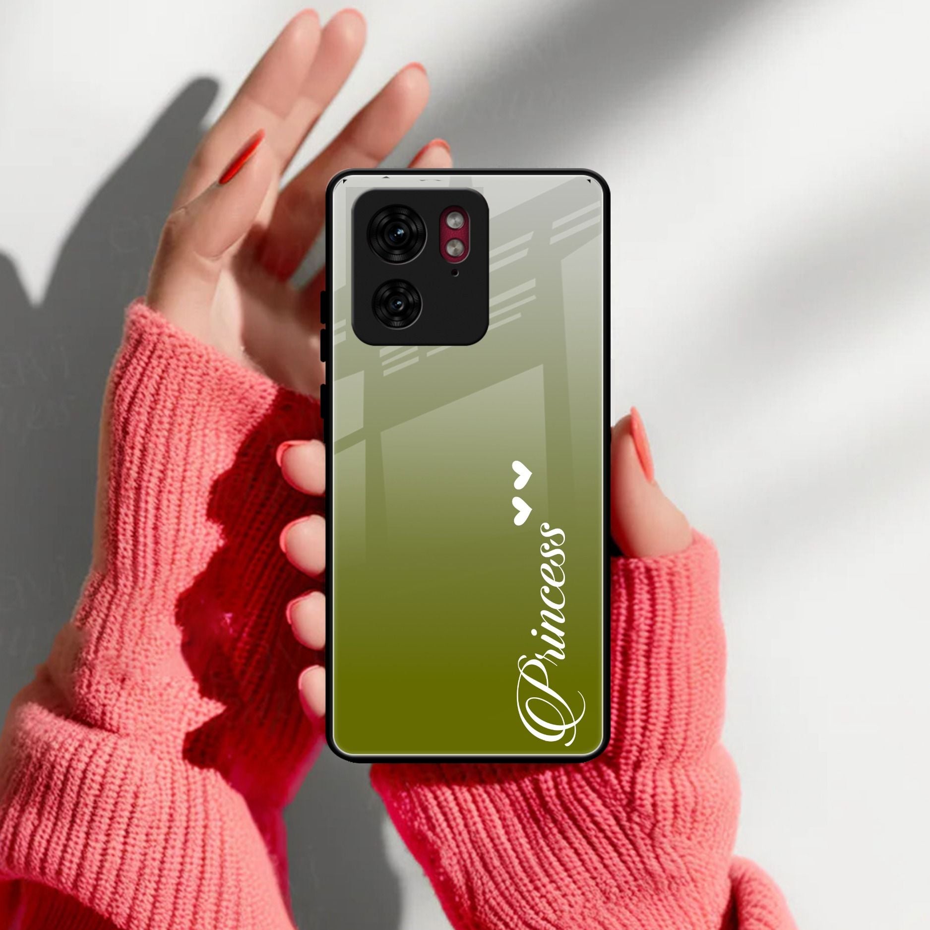 Customize Name Gradient Glass Case Cover  Mint Green For Motorola