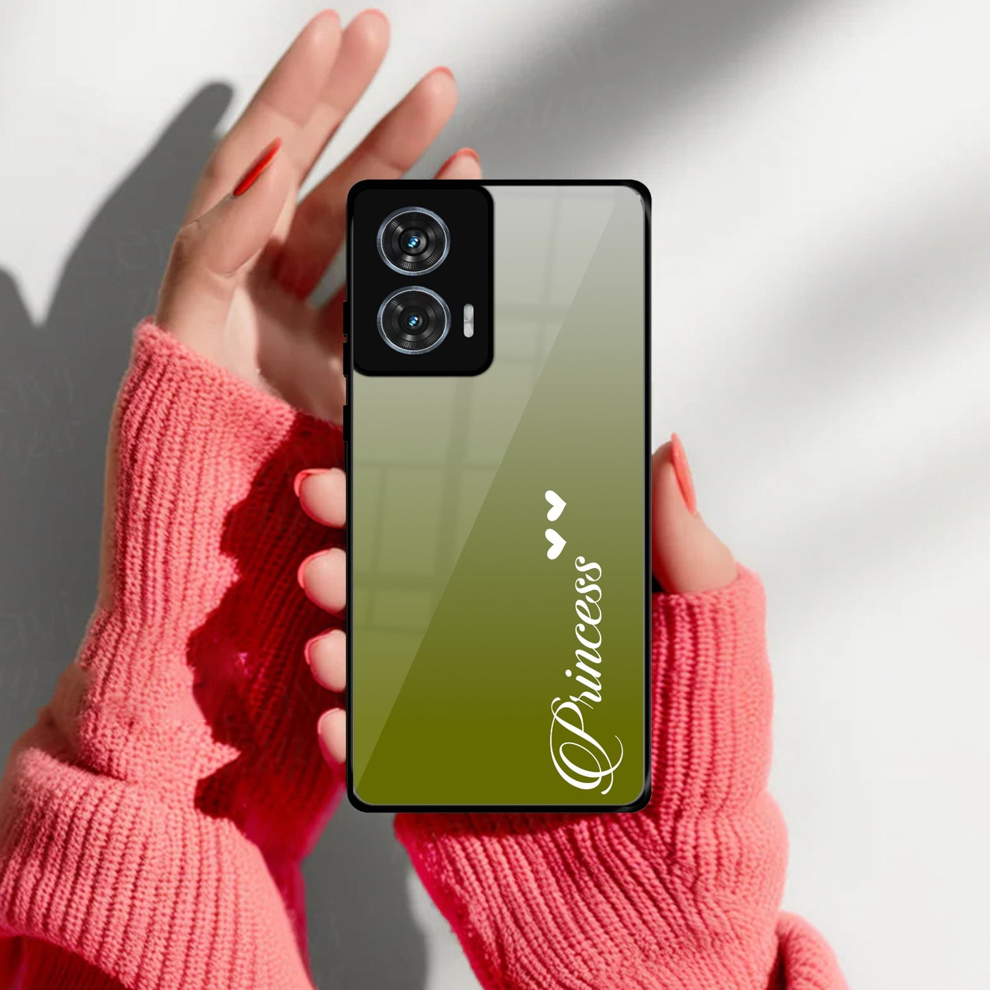 Customize Name Gradient Glass Case Cover  Mint Green For Motorola